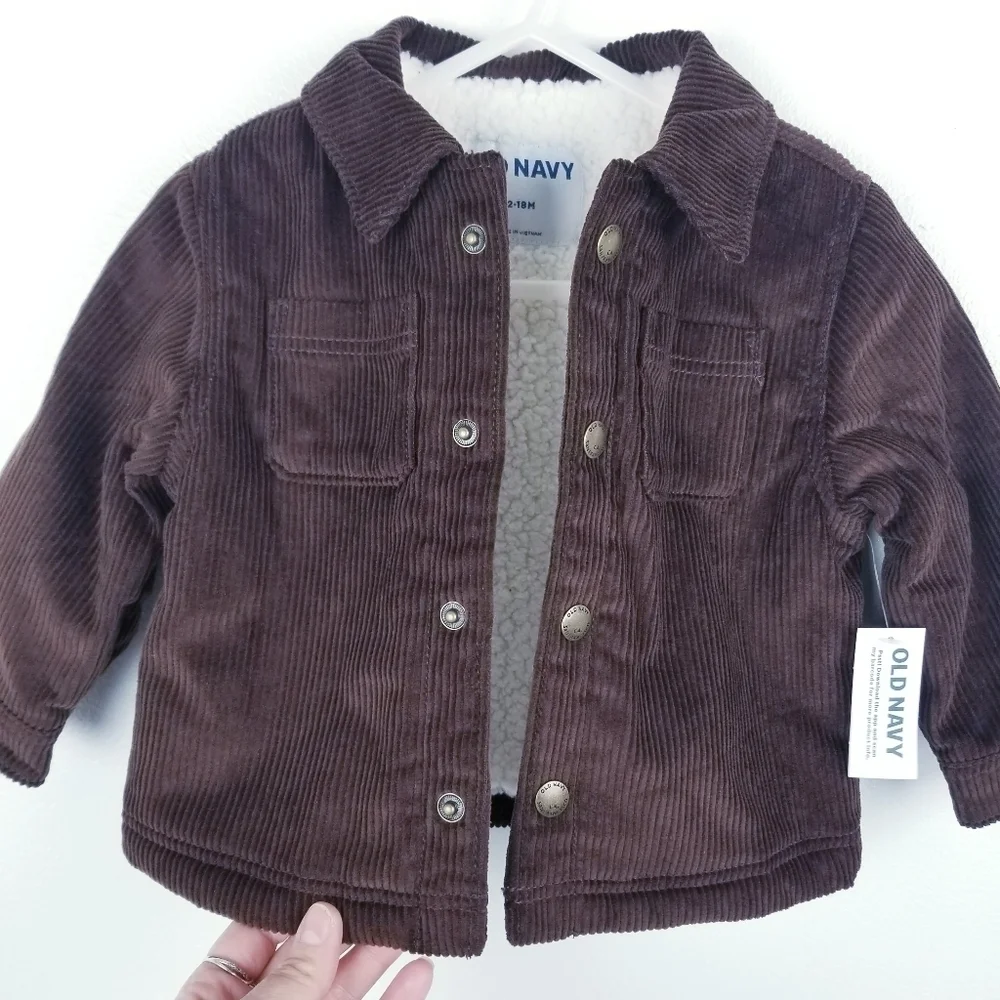 Old Navy #414714 Brown Sherpa-Lined Corduroy Shacket  for Baby NWT 12-18 Months